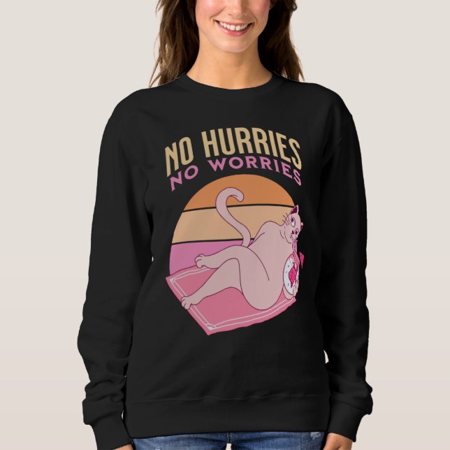 No Hurries No Worries Funny Cat Tee (Front)