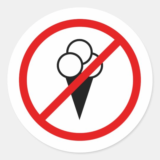 No ice cream allowed forbidden shop sign symbol classic round sticker