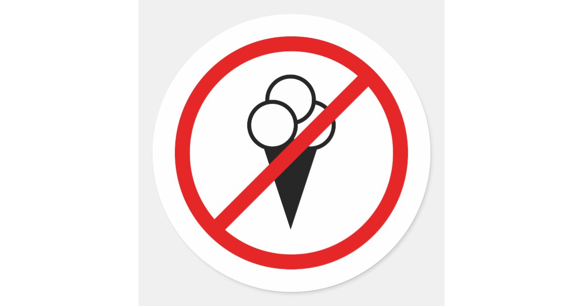 No ice cream allowed forbidden shop sign symbol classic round sticker