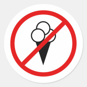 No ice cream allowed forbidden shop sign symbol classic round sticker