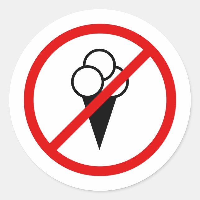 No ice cream allowed forbidden shop sign symbol classic round sticker (Front)