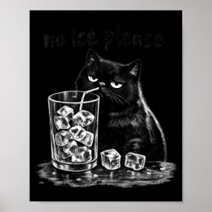 No ice please funny vintage cat meme men women poster