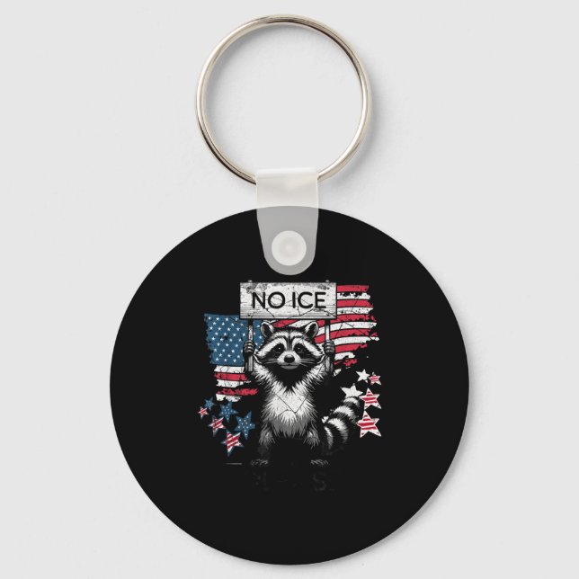 No Ice Please Raccoon Key Ring (Front)