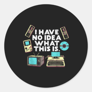 No Idea What Is This Typewriter Funny 70s 80s Men  Classic Round Sticker