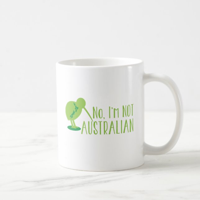 No, I'm NOT AUSTRALIAN (with kiwi bird and map) Coffee Mug (Right)