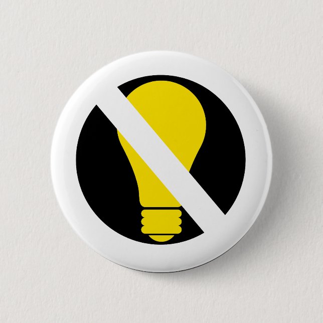 no incandescent bulbs 6 cm round badge (Front)