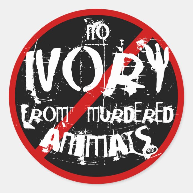 NO IVORY FROM MURDERED ANIMALS CLASSIC ROUND STICKER (Front)