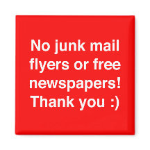 No junk mail - magnetic - sign!