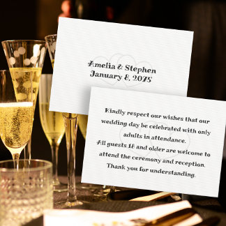 No Kids at Wedding Message White Enclosure Cards