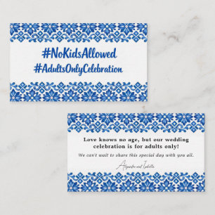 No KIDS Wedding 💙🍋Azul & Limone Romance – No‑Kid Enclosure Card