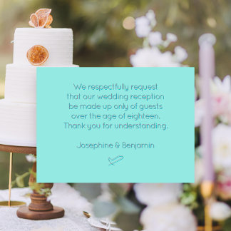 No Kids Wedding Message Mint Enclosure Cards