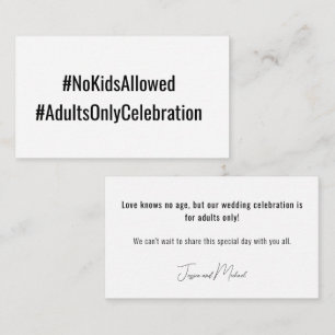 No KIDS Wedding💍 Minimalist Elegant Enclosure Card