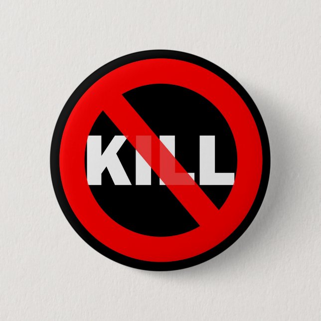 No-Kill black 6 Cm Round Badge (Front)