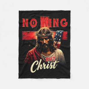 No King But Christ Cross Patriotic Christian Fleece Blanket