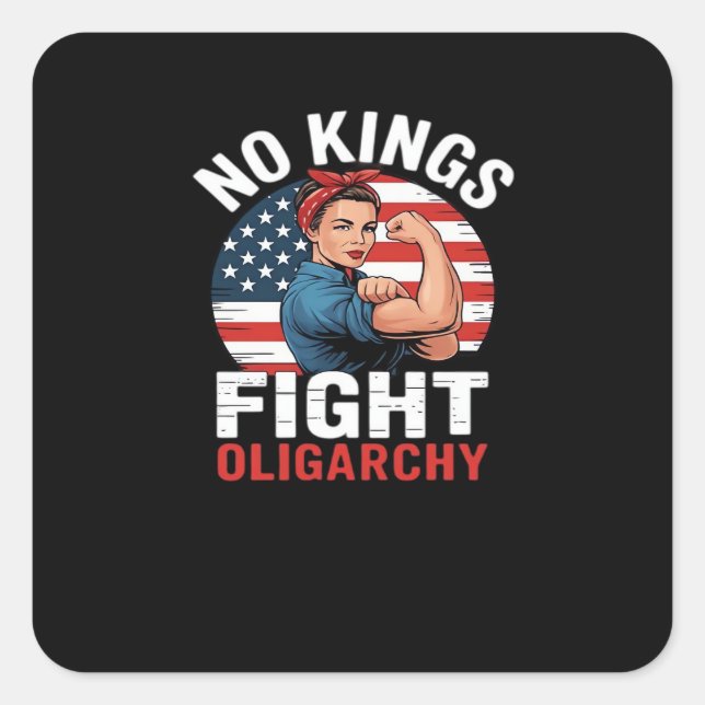 No King Patriotic Freedom No Kings In America Vint Square Sticker (Front)