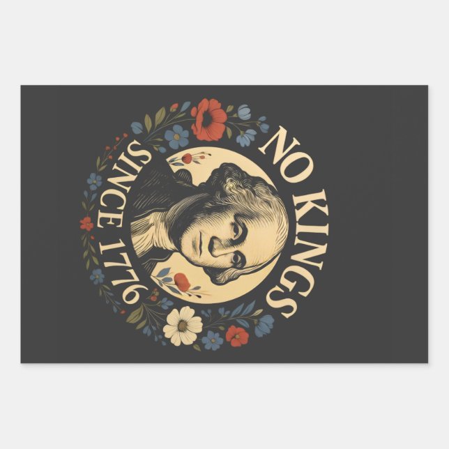 No King Since 1776 American Democracy Protest  Wrapping Paper Sheet (Front)