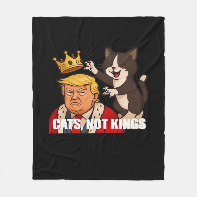 No Kings Anti Cats Funny Classic Style Fleece Blanket (Front)