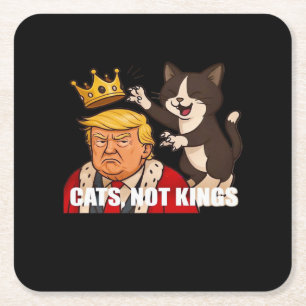 No Kings Anti Cats Funny Classic Style Square Paper Coaster