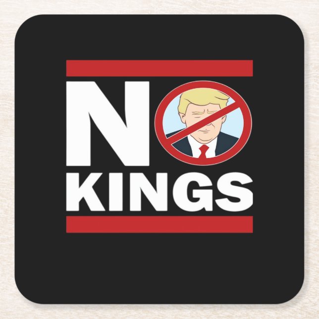 No Kings Anti Classic Minimal Clean Square Paper Coaster (Front)