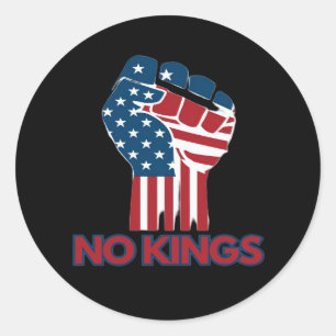 No Kings Anti Classic Retro Style Round Sticker