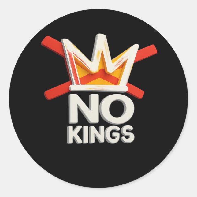 No Kings Anti Minimal Clean Design Classic Round Sticker (Front)