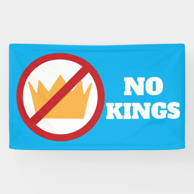 NO KINGS! Anti-Trump Blue Banner (Horizontal)