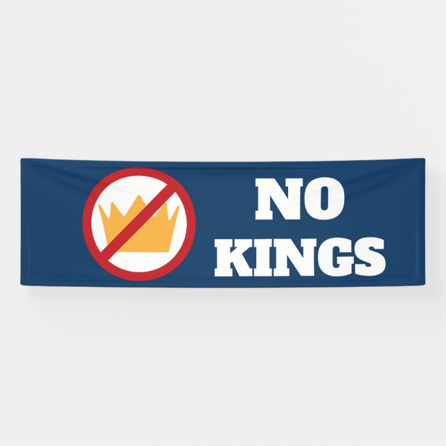 NO KINGS! Anti-Trump Dk Blue OD Banner (Horizontal)