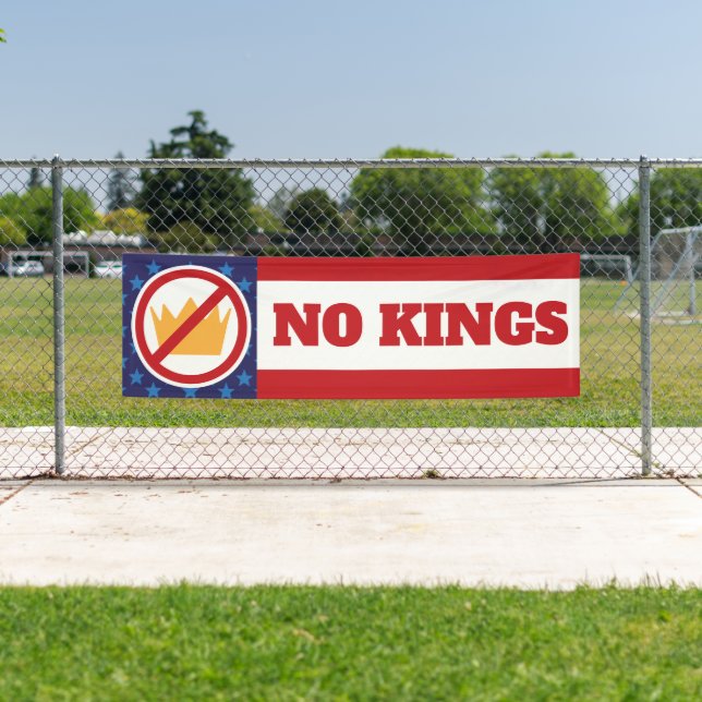 NO KINGS! Anti-Trump Flag OD Banner (Insitu)