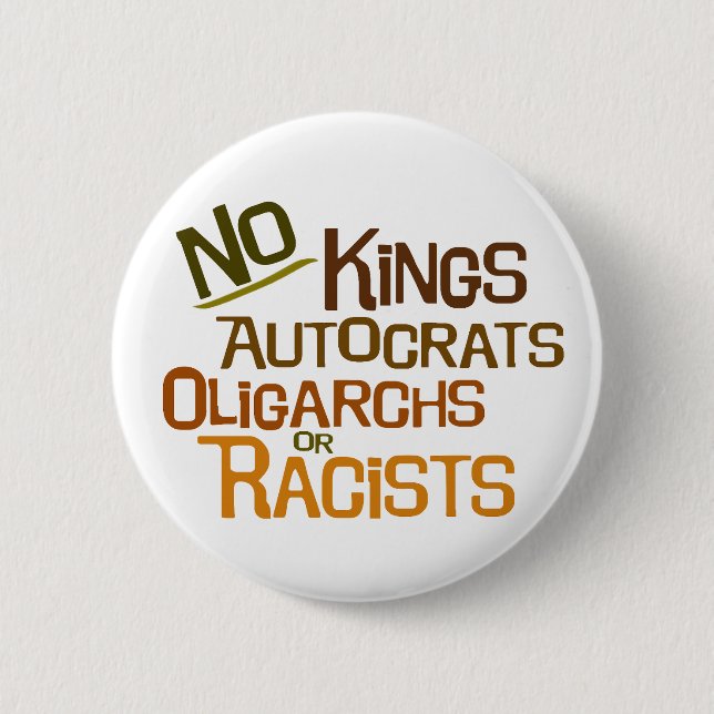 No Kings -- Brown Version Button (Front)