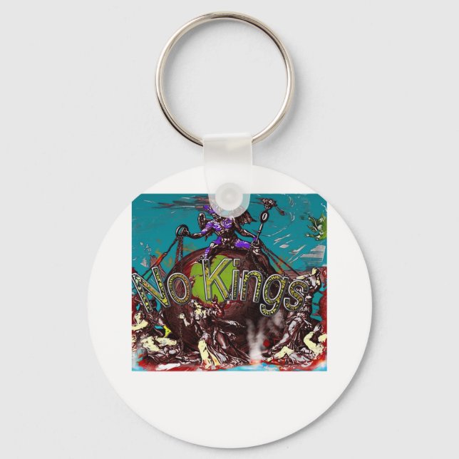No Kings Classic Modern Minimal Style Key Ring (Front)