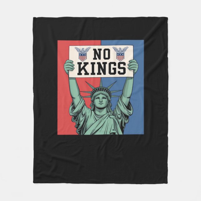 No Kings Classic Patriotic Style Fleece Blanket (Front)