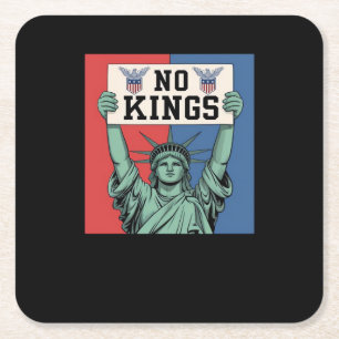 No Kings Classic Patriotic Style Square Paper Coaster