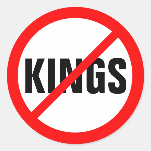 "NO KINGS" CLASSIC ROUND STICKER (Front)