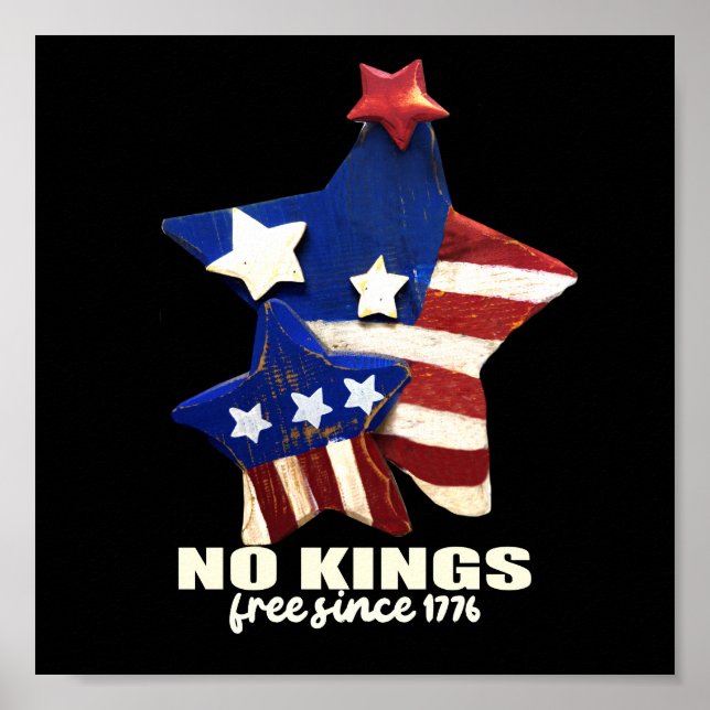 No Kings Democracy Red White And Blue Stars   Poster (Front)