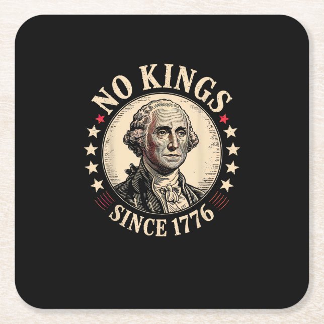 No Kings In America 1776 Freedom Retro Classic Square Paper Coaster (Front)