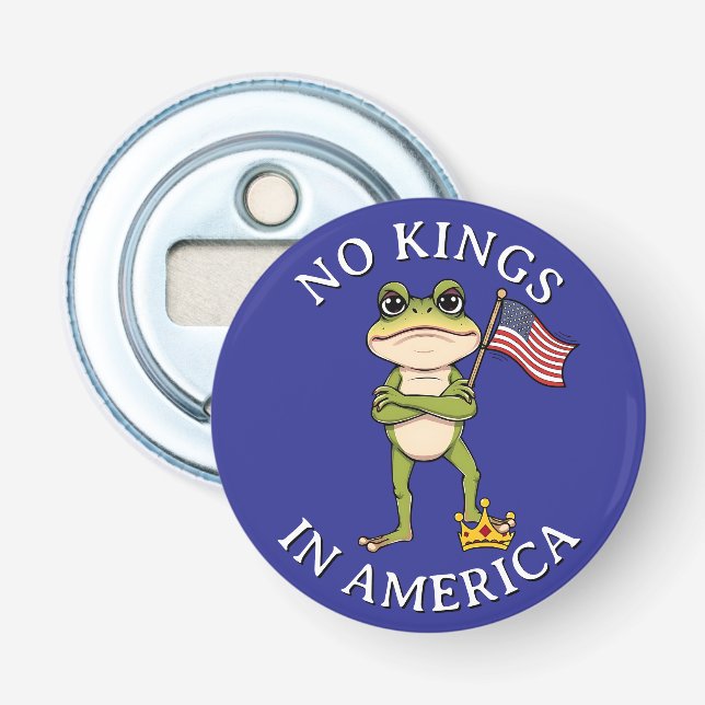 No Kings in America Anti-Trump Protest Large Bottle Opener (Front)