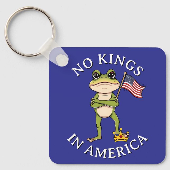 No Kings in America Anti-Trump Protest Large Key Ring (Front)