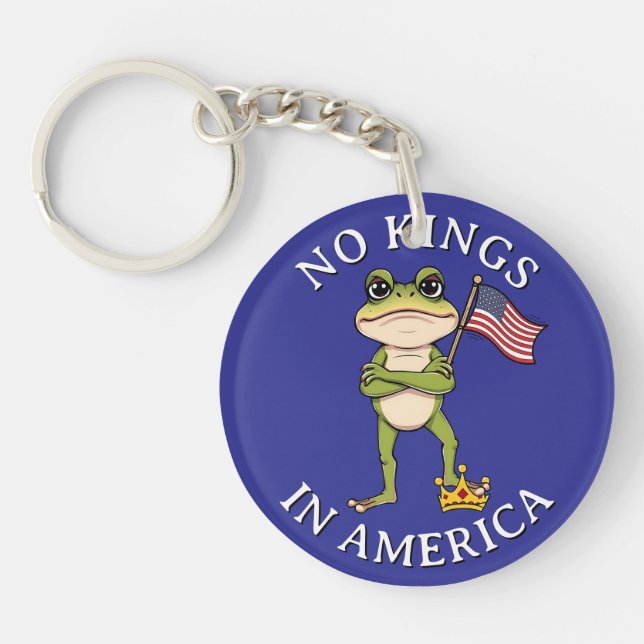 No Kings in America Anti-Trump Protest Large Key Ring (Front)