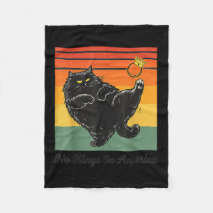 No Kings In America Black Cat Funny Cat Kicking Cr Fleece Blanket