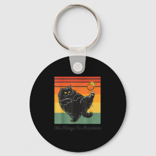 No Kings In America Black Cat Funny Cat Kicking Cr Key Ring