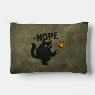No Kings In America Black Cat Funny Kicking Crown Accessory Pouch