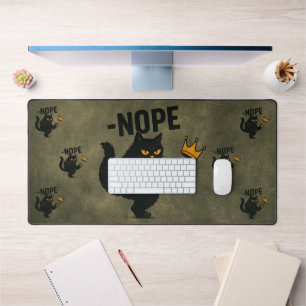 No Kings In America Black Cat Funny Kicking Crown Desk Mat