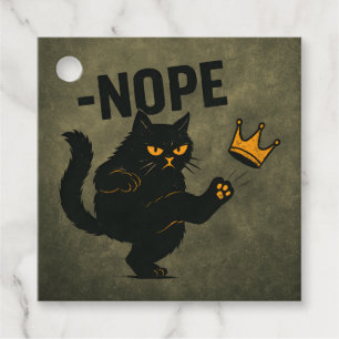 No Kings In America Black Cat Funny Kicking Crown Favour Tags