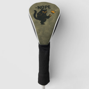 No Kings In America Black Cat Funny Kicking Crown Golf Head Cover