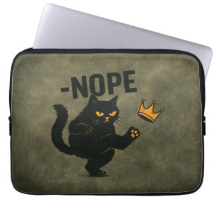 No Kings In America Black Cat Funny Kicking Crown Laptop Sleeve
