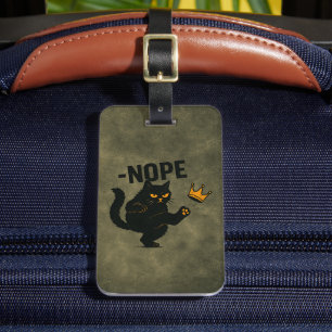 No Kings In America Black Cat Funny Kicking Crown Luggage Tag