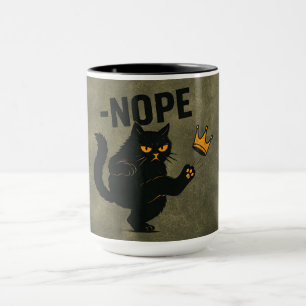 No Kings In America Black Cat Funny Kicking Crown Mug