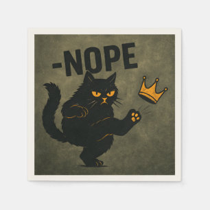 No Kings In America Black Cat Funny Kicking Crown Napkin