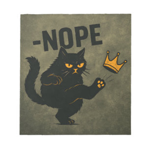 No Kings In America Black Cat Funny Kicking Crown Notepad