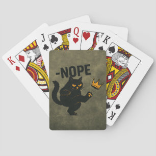 No Kings In America Black Cat Funny Kicking Crown Playing Cards